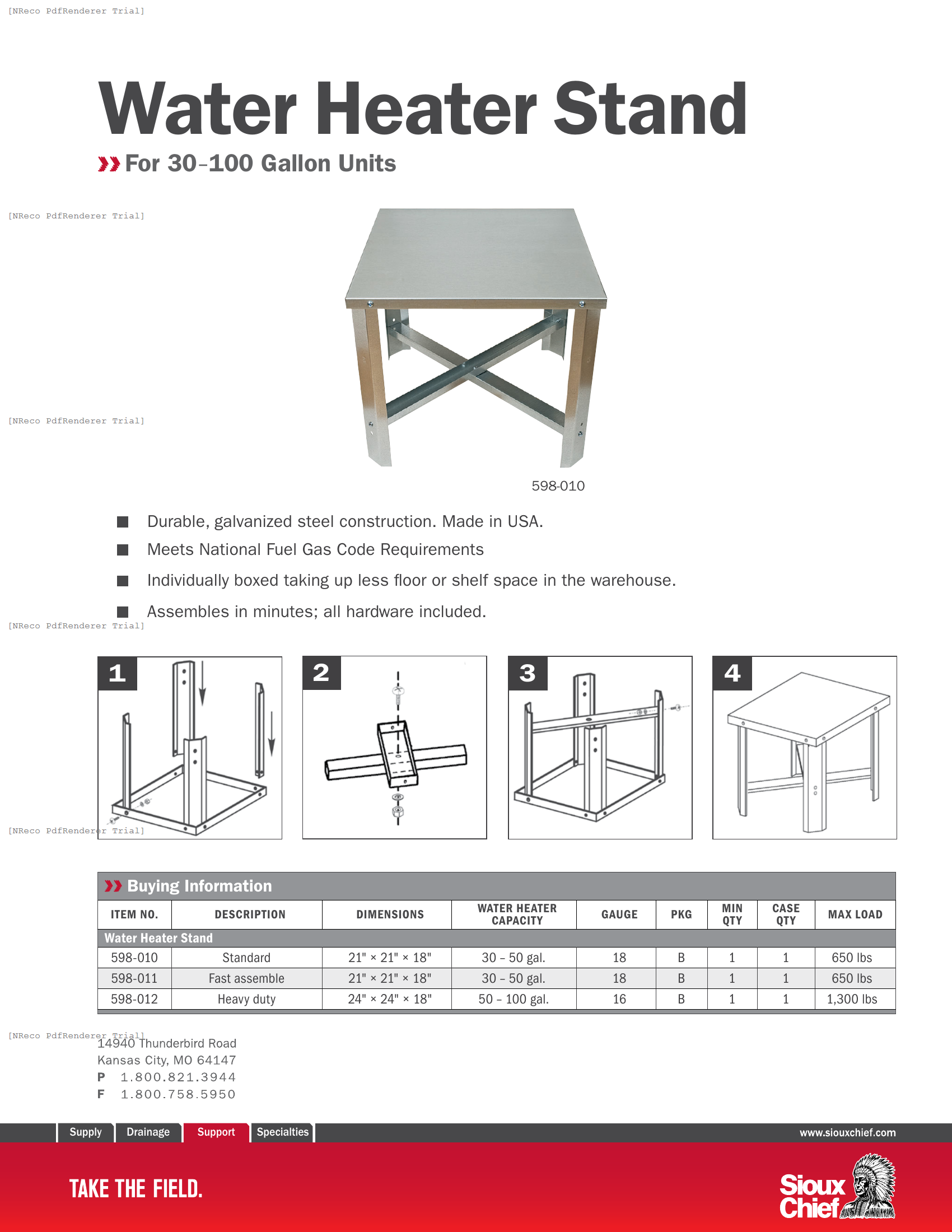 WATER HEATER STAND - BROCHURE.PDF Brochure Document
